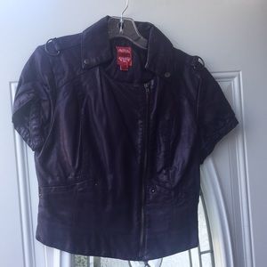 Leather like dark purple cute trendy jacket